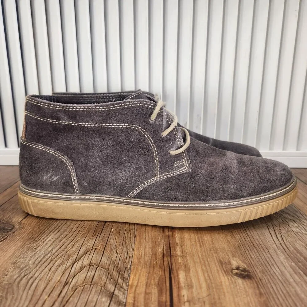 Men 10M Johnston & Murphy Wallace Brown Suede Hipster Chukka Ankle Boots 25-2359